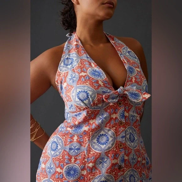 Anthropologie • Tie-Front Printed Mini Dress - Picture 4 of 9